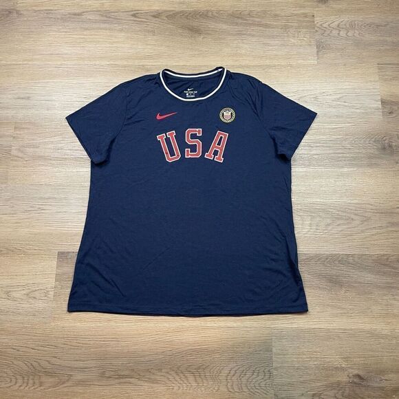 Nike Shirt Womens Extra Large Blue USA Olympic Team Spell Out Casual - Picture 1 of 9